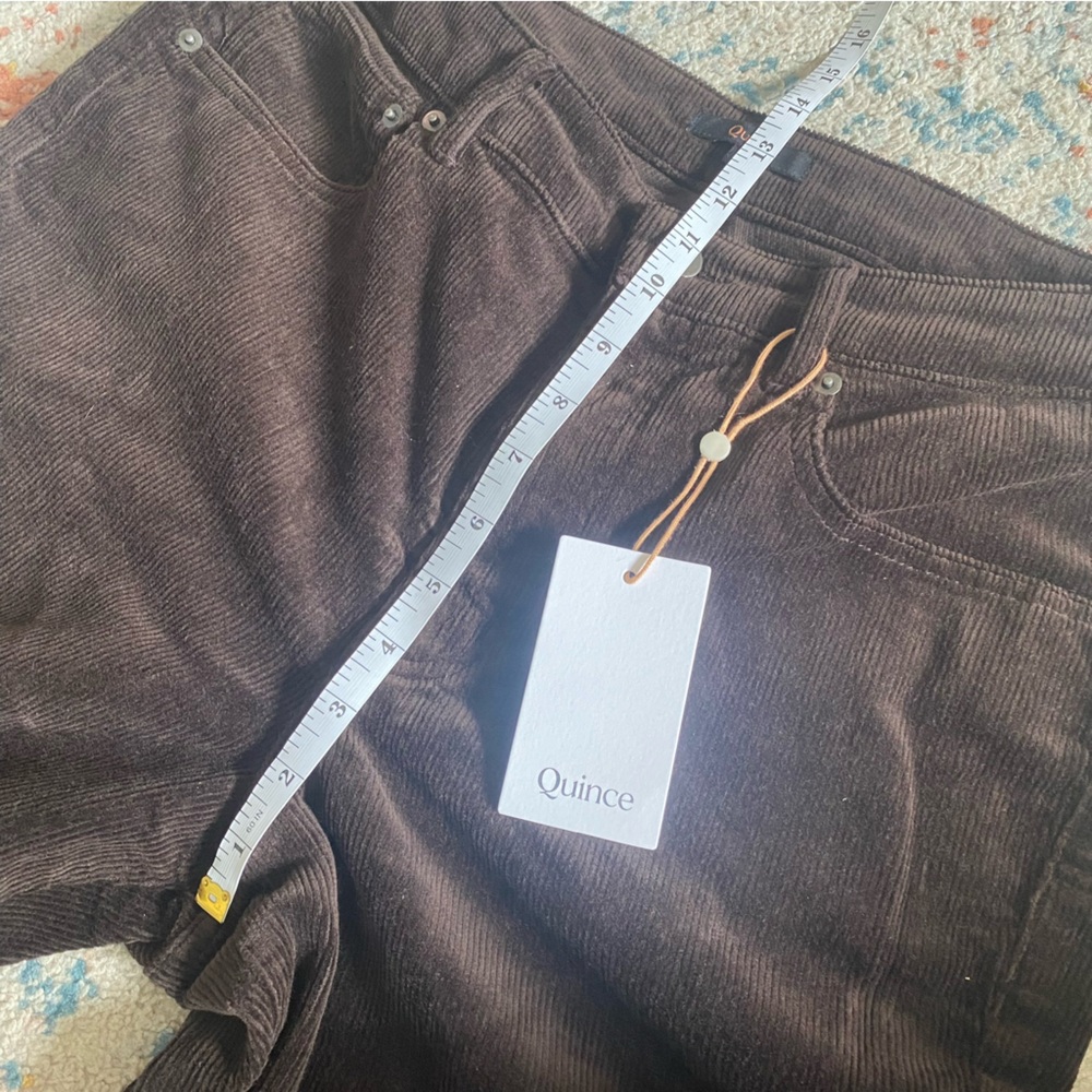 NWT Quince Women Stretch Corduroy Cropped Straight Leg Pants - Warm Brown Sz 10 - Picture 4 of 6